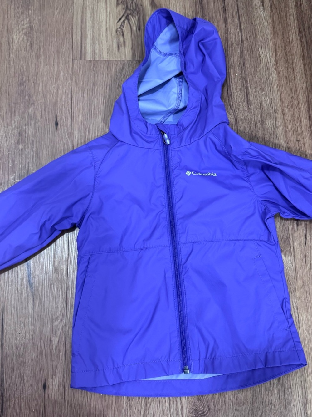 Columbia Kids Hooded Rain Jacket in Bright Purple
